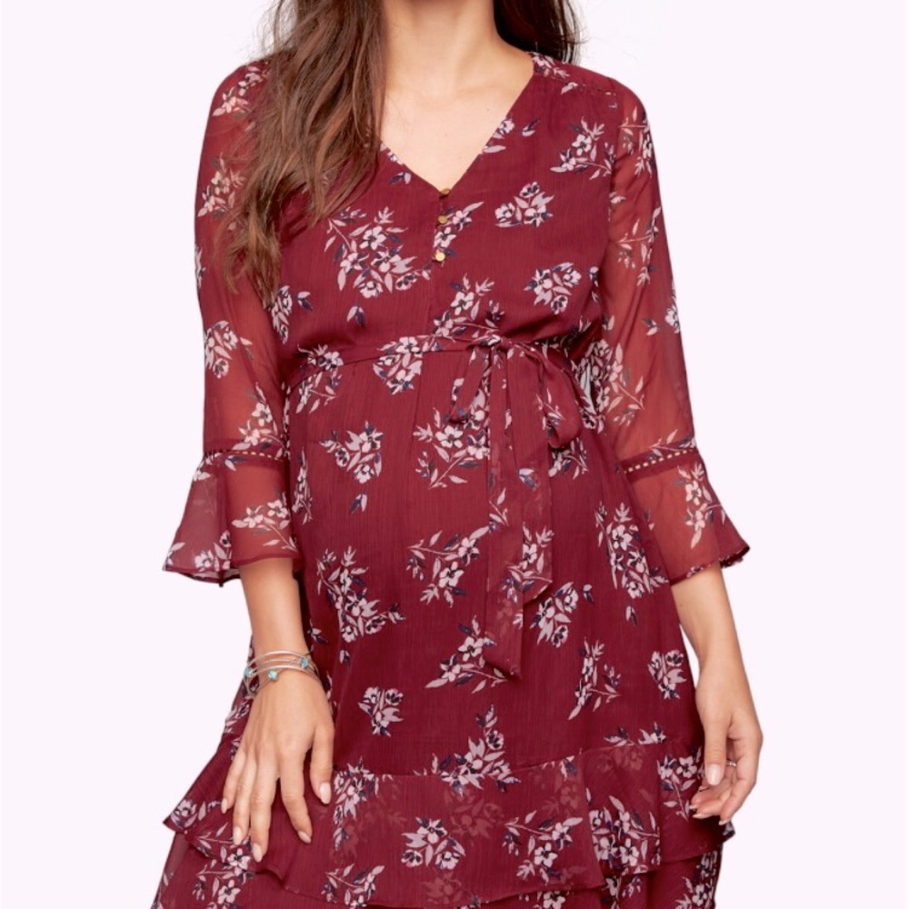 Wine Red Maternity Dress